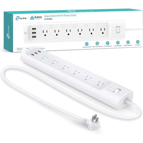 Plug Power Strip HS300 Surge Protector with 6 Individually Controlled Smart Out